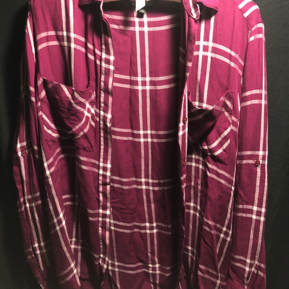 Maroon and White Express Plaid Shirt